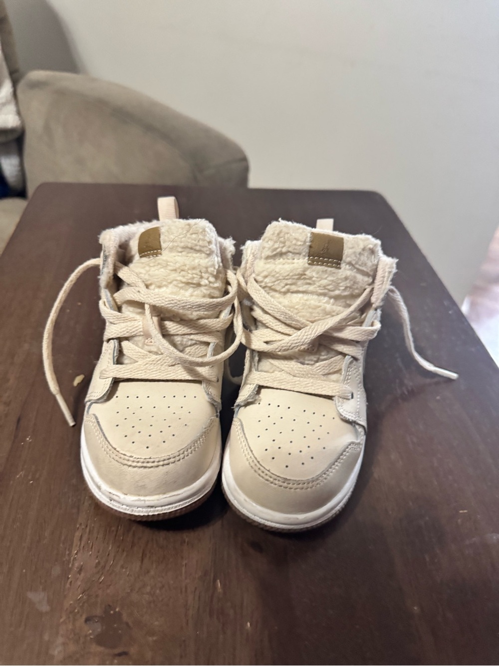 Jordan Kids High-Top Sneakers in Cream/Tan